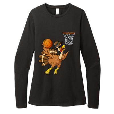 Thanksgiving Turkey Basketball Player Funny Boys Girls Cute Gift Womens CVC Long Sleeve Shirt