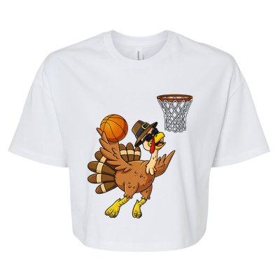 Thanksgiving Turkey Basketball Player Funny Boys Girls Cute Gift Bella+Canvas Jersey Crop Tee