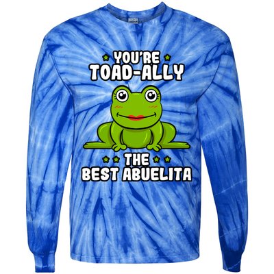 Toadgiftally The Best Abuelita Frog Lover Toad Grandmother Cool Gift Tie-Dye Long Sleeve Shirt