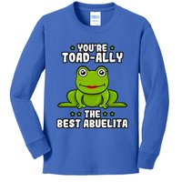 Toadgiftally The Best Abuelita Frog Lover Toad Grandmother Cool Gift Kids Long Sleeve Shirt