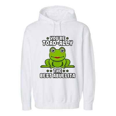 Toadgiftally The Best Abuelita Frog Lover Toad Grandmother Cool Gift Garment-Dyed Fleece Hoodie