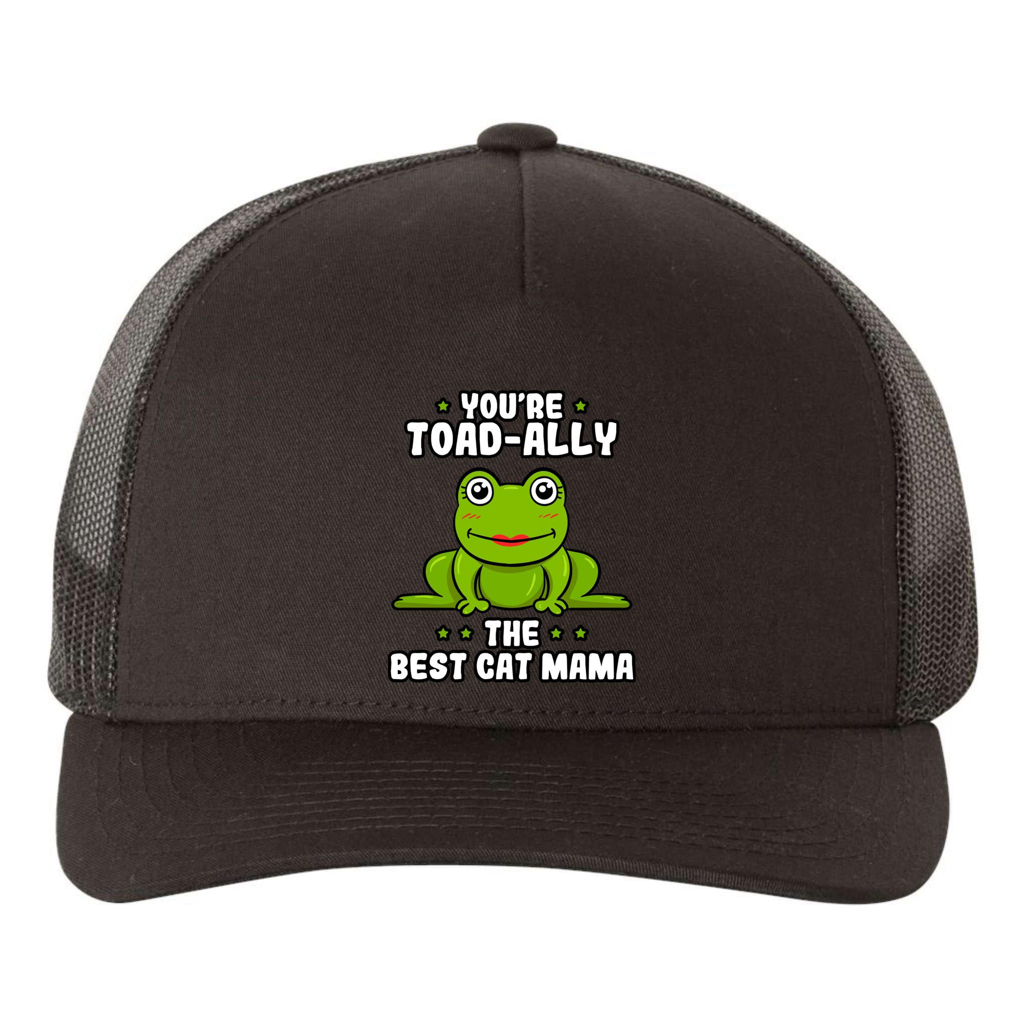 Toadally The Best Cat Mama Frog Lover Toad Cat Mom Gift Yupoong Adult 5-Panel Trucker Hat