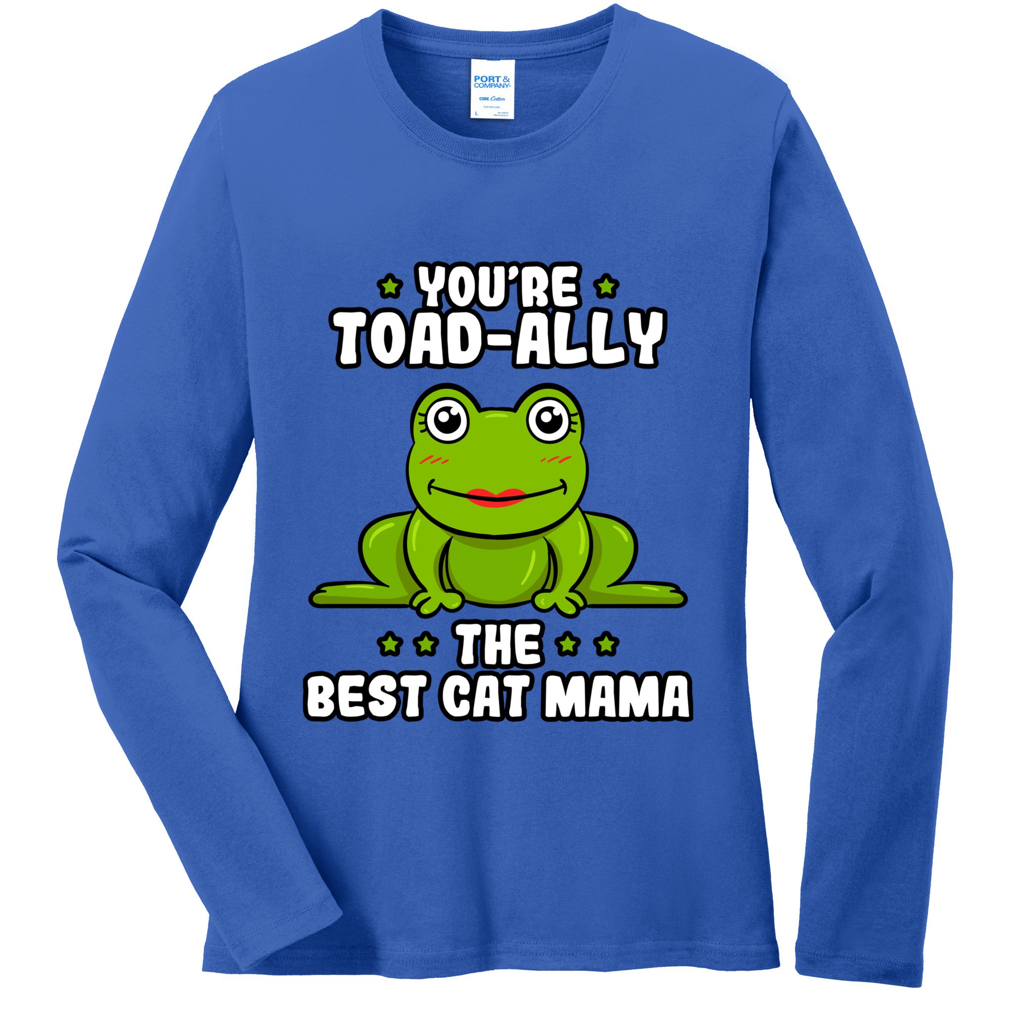Toadally The Best Cat Mama Frog Lover Toad Cat Mom Gift Ladies Long Sleeve Shirt