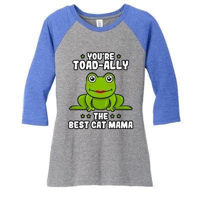 Toadally The Best Cat Mama Frog Lover Toad Cat Mom Gift Women's Tri-Blend 3/4-Sleeve Raglan Shirt