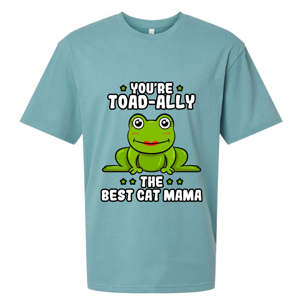 Toadally The Best Cat Mama Frog Lover Toad Cat Mom Gift Sueded Cloud Jersey T-Shirt