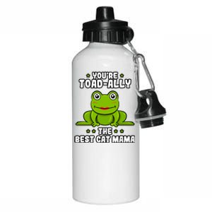 Toadally The Best Cat Mama Frog Lover Toad Cat Mom Gift Aluminum Water Bottle