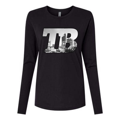 TB Tampa Bay City Skyline Of Tampa Bay Florida Womens Cotton Relaxed Long Sleeve T-Shirt