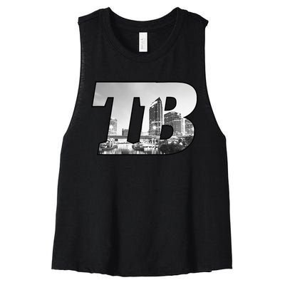 TB Tampa Bay City Skyline Of Tampa Bay Florida Women's Racerback Cropped Tank