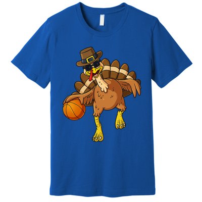 Thanksgiving Turkey Basketball Player Funny Boys Girls Gift Premium T-Shirt