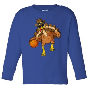 Thanksgiving Turkey Basketball Player Funny Boys Girls Gift Toddler Long Sleeve Shirt