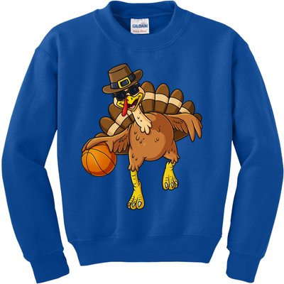 Thanksgiving Turkey Basketball Player Funny Boys Girls Gift Kids Sweatshirt