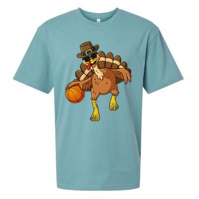 Thanksgiving Turkey Basketball Player Funny Boys Girls Gift Sueded Cloud Jersey T-Shirt