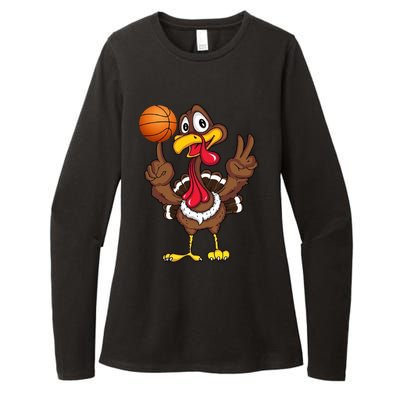 Thanksgiving Turkey Basketball Player Funny Gift Womens CVC Long Sleeve Shirt