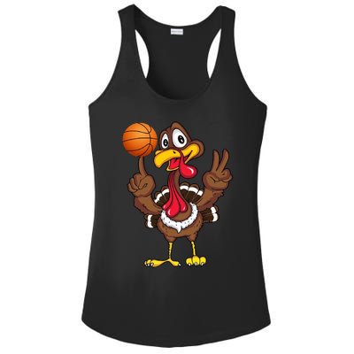 Thanksgiving Turkey Basketball Player Funny Gift Ladies PosiCharge Competitor Racerback Tank