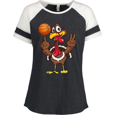 Thanksgiving Turkey Basketball Player Funny Gift Enza Ladies Jersey Colorblock Tee