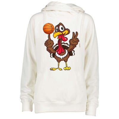 Thanksgiving Turkey Basketball Player Funny Gift Womens Funnel Neck Pullover Hood