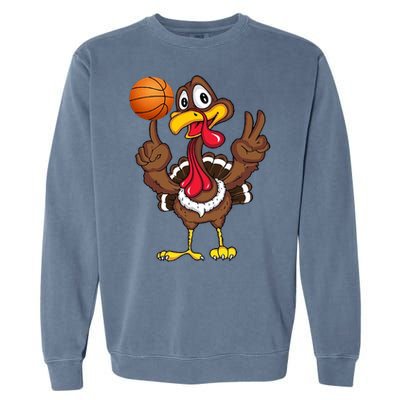 Thanksgiving Turkey Basketball Player Funny Gift Garment-Dyed Sweatshirt