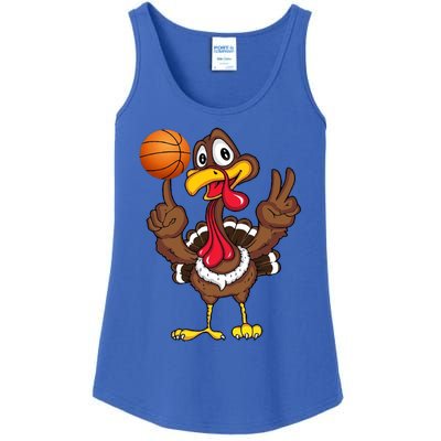 Thanksgiving Turkey Basketball Player Funny Gift Ladies Essential Tank