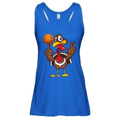 Thanksgiving Turkey Basketball Player Funny Gift Ladies Essential Flowy Tank