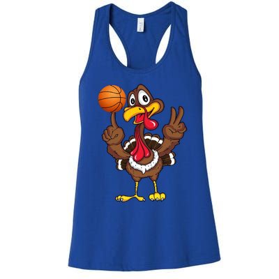 Thanksgiving Turkey Basketball Player Funny Gift Women's Racerback Tank