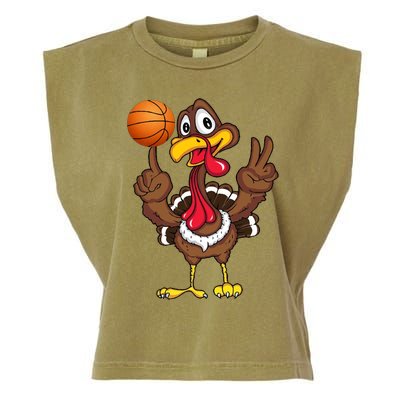 Thanksgiving Turkey Basketball Player Funny Gift Garment-Dyed Women's Muscle Tee