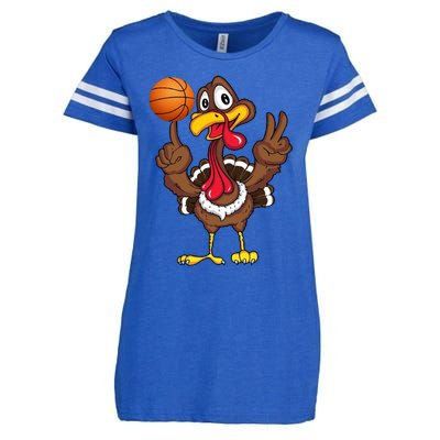 Thanksgiving Turkey Basketball Player Funny Gift Enza Ladies Jersey Football T-Shirt