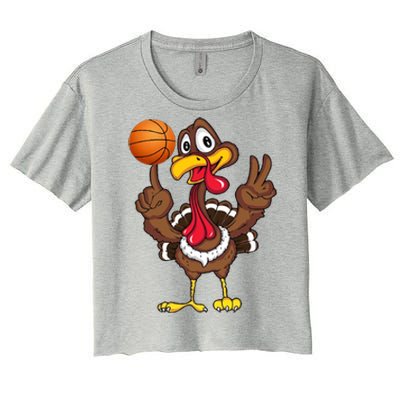 Thanksgiving Turkey Basketball Player Funny Gift Women's Crop Top Tee