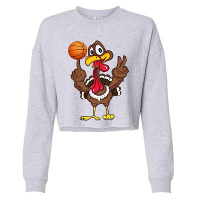 Thanksgiving Turkey Basketball Player Funny Gift Cropped Pullover Crew