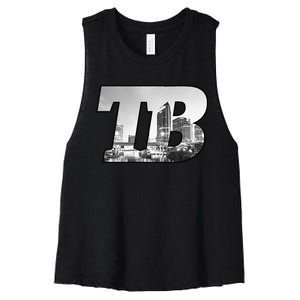 TB Tampa Bay City Skyline of Tampa Bay Florida Women's Racerback Cropped Tank