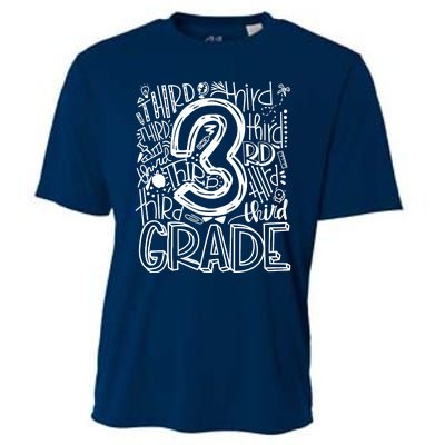 Team Teacher Back To School 3rd Third Grade Typography Cooling Performance Crew T-Shirt