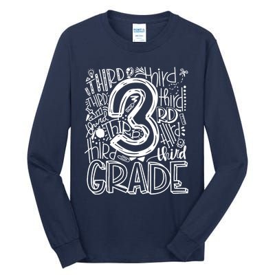 Team Teacher Back To School 3rd Third Grade Typography Tall Long Sleeve T-Shirt