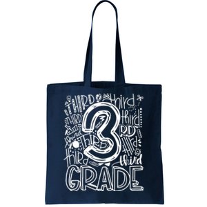 Team Teacher Back To School 3rd Third Grade Typography Tote Bag