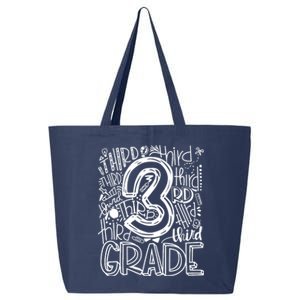 Team Teacher Back To School 3rd Third Grade Typography 25L Jumbo Tote