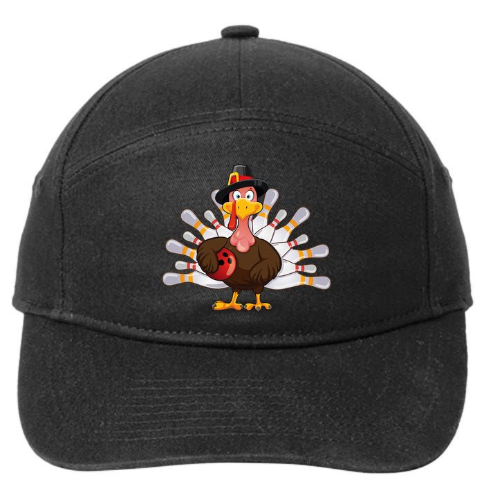 Thanksgiving Turkey Bowling Pin Team Match 7-Panel Snapback Hat