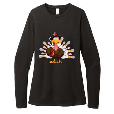 Thanksgiving Turkey Bowling Pin Team Match Womens CVC Long Sleeve Shirt