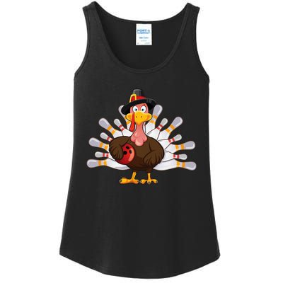 Thanksgiving Turkey Bowling Pin Team Match Ladies Essential Tank