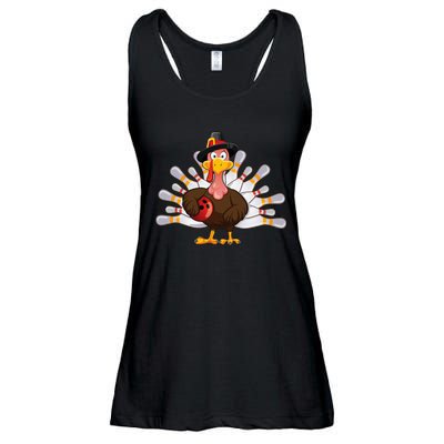 Thanksgiving Turkey Bowling Pin Team Match Ladies Essential Flowy Tank