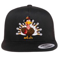 Thanksgiving Turkey Bowling Pin Team Match Flat Bill Trucker Hat