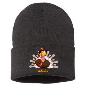 Thanksgiving Turkey Bowling Pin Team Match Sustainable Knit Beanie