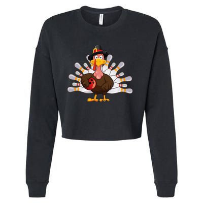 Thanksgiving Turkey Bowling Pin Team Match Cropped Pullover Crew