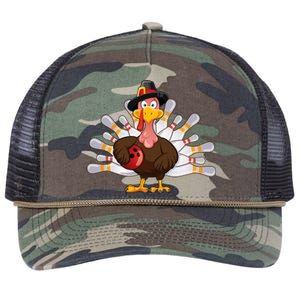 Thanksgiving Turkey Bowling Pin Team Match Retro Rope Trucker Hat Cap