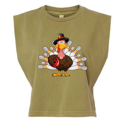 Thanksgiving Turkey Bowling Pin Team Match Garment-Dyed Women's Muscle Tee