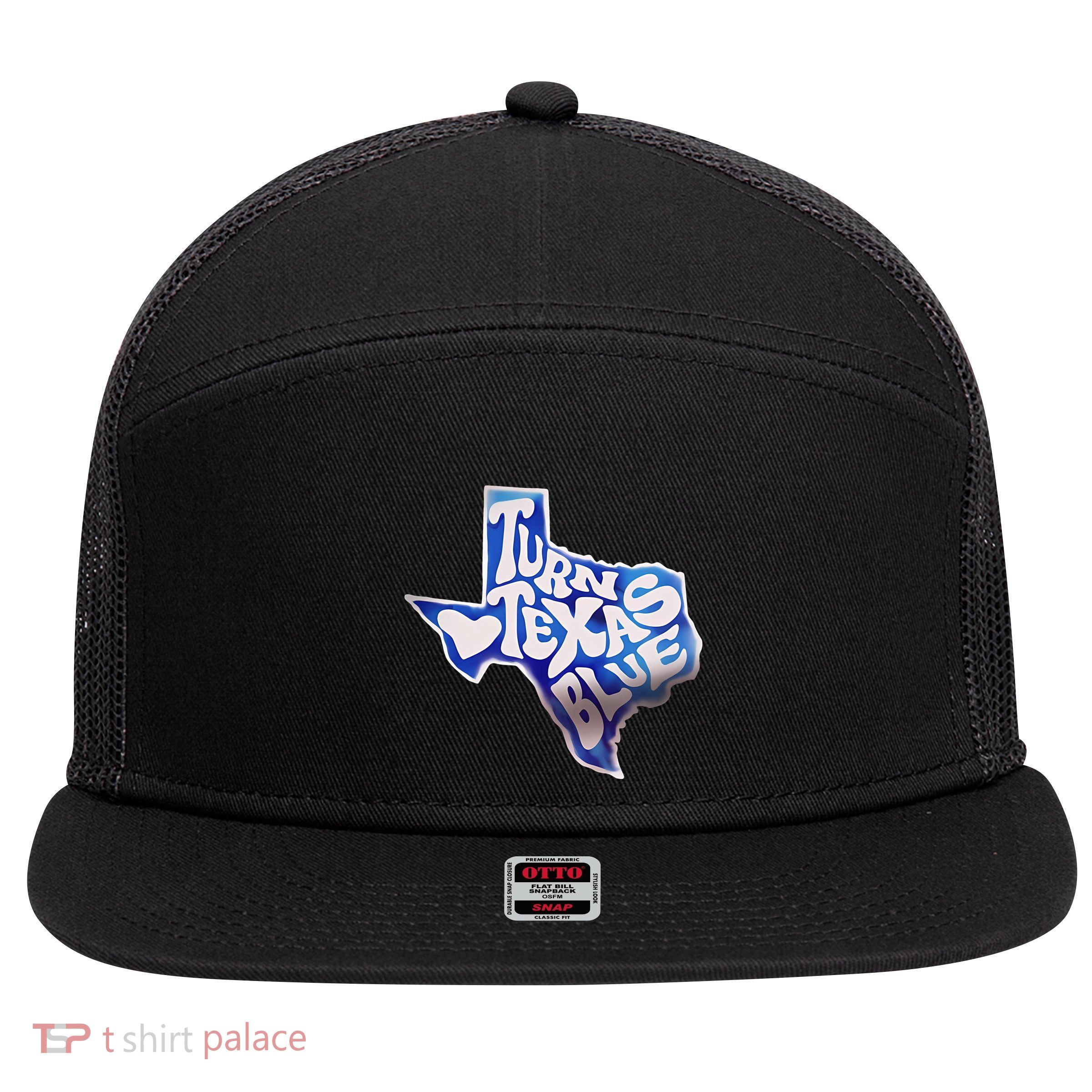 Turn Texas Blue Original Design Blue Wave 7 Panel Mesh Trucker Snapback Hat