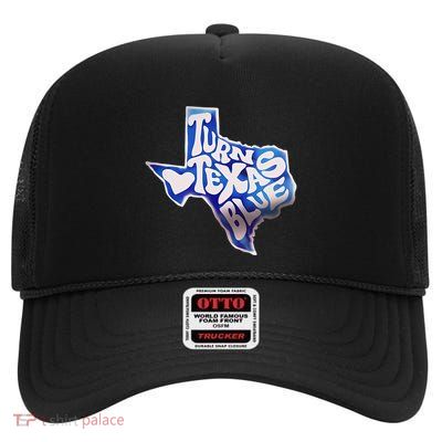Turn Texas Blue Original Design Blue Wave High Crown Mesh Back Trucker Hat