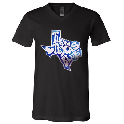 Turn Texas Blue Original Design Blue Wave V-Neck T-Shirt