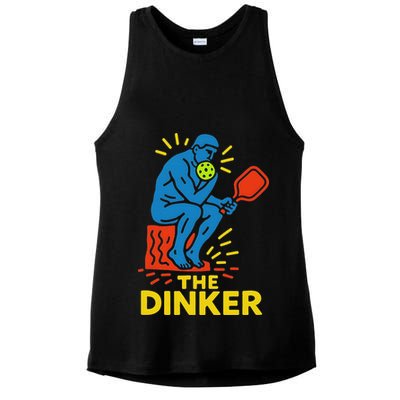 The Thinker By Auguste Rodin Contemplates Pickleball Ladies PosiCharge Tri-Blend Wicking Tank