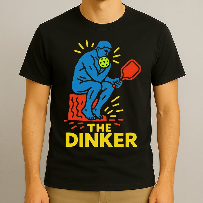 The Thinker By Auguste Rodin Contemplates Pickleball T-Shirt