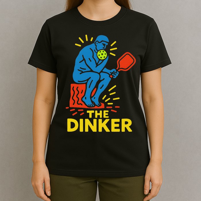 The Thinker By Auguste Rodin Contemplates Pickleball T-Shirt
