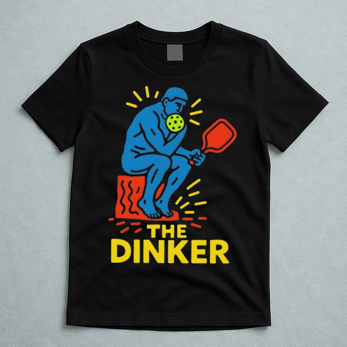 The Thinker By Auguste Rodin Contemplates Pickleball T-Shirt