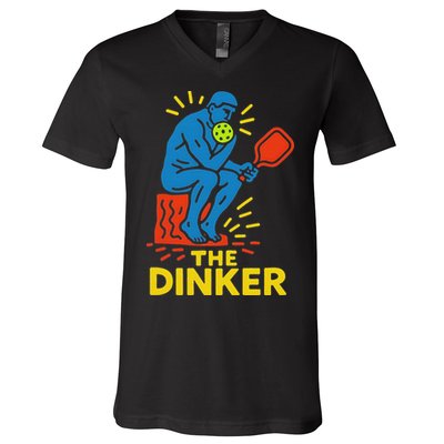 The Thinker By Auguste Rodin Contemplates Pickleball V-Neck T-Shirt